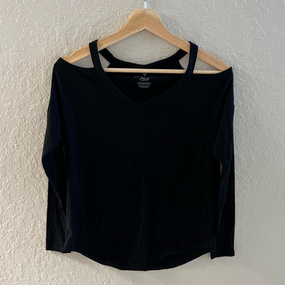 American Eagle super soft cut out long sleeve black top size S
